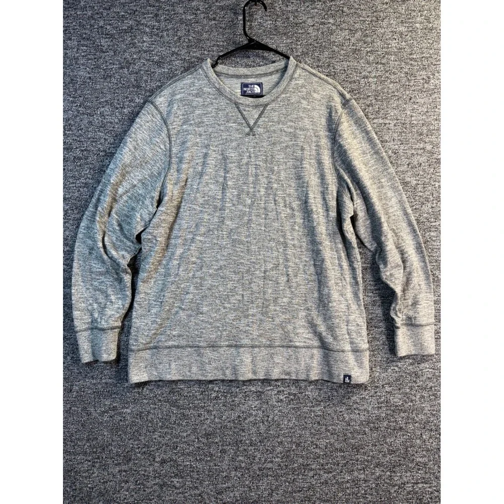 The North Face Mens Gray Heathered Crew Neck Sweatshirt XL V-Stitch Pullover